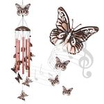 UXORSN Butterfly Wind Chimes Outdoor Clearance Deep Tone Musical Memorial Wind Bells with 5 Aluminum Tube Mobile Wind Catcher Housewarming Birthday Gifts Hanging Decor for Patio Porch Garden