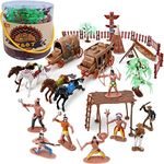 Wild West Cowboys & Indians Plastic Figures Bucket Playset