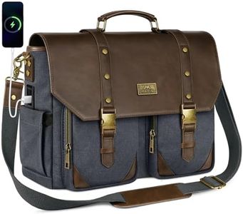 MATEIN Professional Work Bag with USB Port & RFID Blocking, Vintage 15.6 Inch Laptop Messenger Bag Canvas Briefcase for Men, Water Resistant Computer Sachel for Commuting, Brown & Charcoal Grey
