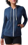 Pioneer Camp Light Weight Zip Up Hoodie Women Thin Hooded Sweatshirts Pockets Zipper Front Sweat Jacket Gym Yoga Heather-navy