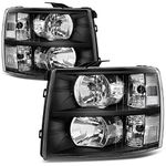 AUTOSAVER88 Headlight Assembly Compatible with 2007-2013 Chevy Silverado 1500 / 2007-2014 Silverado 2500HD 3500HD Models Only Headlamp Driving Light Black Housing Clear Reflector Clear Lens