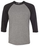 Bella Canvas Unisex 3/4-Sleeve Baseball T-Shirt 2XL DEEP Heathr/BLK