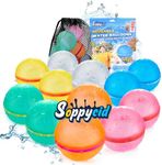 TIZIKCON Reusable Water Balloons with Mesh Bag, Latex-Free Silicone Quick Self-Sealing Water Splash Bomb for Kids Adults Water Game, Bath Toy, Pool Toy, Summer Party Supplies (12PCS)