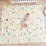 SUPERBE BEBE Reversible and Non-Toxic Thick Foldable Waterproof Foam Baby Play Mat 200x180x1,5cm. Floor Mat for Kids Toddlers Children. for Boy or Girl Child's Room. Extra Large Size