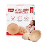 LuvLap Washable Maternity Nursing Breast Pads, 6 Pcs, Reusable, Leak-Proof