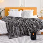 WOOMER Heated Blanket Twin Size Electric Blanket 62"x 84", Soft Faux Fur Fast Heating Blanket, 10 Heating Levels & 0.5-12H Auto Off, Over-Heat Protection, ETL Certification