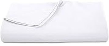 ROYALE LINENS 300 Thread Count 100% Long Staple Combed Cotton Flat Sheet - Ultra Soft - Top Sheet - Queen Flat Sheet Sold Separately - Breathable, Cool & Crisp Percale Flat Sheet Only (Queen, White)