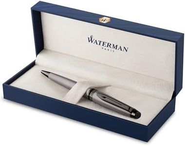 Waterman Expert Ballpoint Pen | Metallic Silver Lacquer with Ruthenium Trim | Medium Point | Blue Ink | With Gift Box