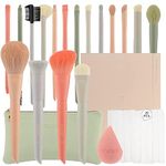 Docolor 17Pcs Makeup Brushes Set Pro Makeup Brush Set Premium Synthetic for Foundation, Face, Blending, Blush, Eyeshadow with Gift Box, Bag, Sponge and Brush Protector Perfect Make Up Gifts for Women