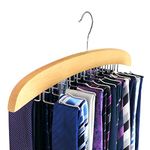 Hangerworld Single Wooden 24 Tie Hanger Organiser Rack, Natural