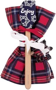 Draper James Tea Towel Gift Set with Spatula and Cookie Cutter, Christmas Gift for Teacher, Holiday Baking Set, Angie Plaid