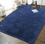 Andecor Soft Fluffy Bedroom Rugs - 5 x 8 Feet Indoor Shaggy Plush Area Rug for Boys Girls Kids Baby College Dorm Living Room Home Decor Floor Carpet, Light Navy