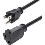 StarTech.com 10ft (3m) Power Extension Cord, NEMA 5-15R to NEMA 5-15P Black Extension Cord, 13A 125V, 16AWG, Outlet Extension Power Cable, NEMA 5-15R to NEMA 5-15P AC Power Cord - UL Listed (PAC10110)