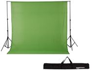 Amazon Basics Studio Background Stand Kit | Backdrop Photography and Videography | Adjustable | Foldable and Portable | with Carry Bag and Backdrop Curtain (Green)