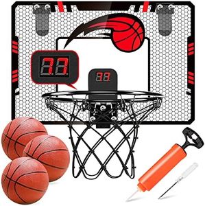 Basketball Hoop Indoor, Mini Basketball Hoop with Scoreboard and 3 Basketballs, Over The Door Basketball Hoop Indoor for Home and Office Best Toy Gifts for Kids Adults Bedroom, Outdoor, Swimming Pool