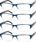 Reading Glasses by Eyekepper: Reading Glasses-4 Pack Blue-Clear Frame for Women Men Reading,Two-Tone +1.25 Reader Eyeglasses