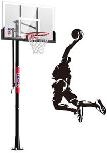 In-Ground Basketball Hoop Outdoor Adjustable (7.5-10ft) with Crank, Inground Basketball Goal System for All Ages,54 Inch Shatterproof Backboard