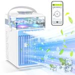 Portable Air Cooler, 4 In 1 Mini Mobile Air Conditioner Fan and Humidifier, USB Small Personal Space Air Cooling Fan with 7 LED Lights, 2 Spray Modes, 3 Wind Speeds for Bedroom, Office, Home, Dorm