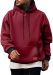 JMIERR Cotton Men's Hoodies Sweater Fashion Fleece Long Sleeve Drawstring Hooded Pullover with Front Pockets Athletic Sport Hoodie Sweatshirts, M, Red