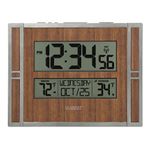 La Crosse Technology BBB86088 Atomic Digital Wall Clock with Indoor & Outdoor Temperature, Brown