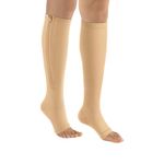 ASTADHYAY Zipper Compression Socks Women & Men - Calf Knee High 15-20mmHg Open Toe Compression Stocking, Suit for Running,Nurse,Travel,Cycling,Athletic (FREE SIZE-Beige)