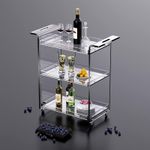 solaround Acrylic Bar Cart Clear Furniture for Dining Room Bar Trolley Rolling Carts