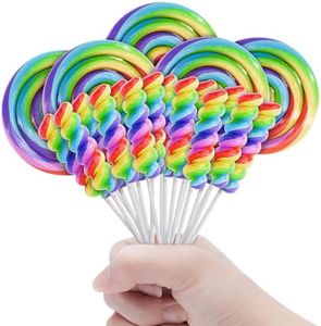 Large Rainbow Lollipops Swirl & Round Lollipops 12pk- Large Individually Wrapped For Carnival Party Favors