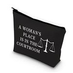 Lawyer Makeup Bag Future Attorney Gifts Legal Balance Gift Law Student Graduation Gift a Woman's Place is in The Courtroom Cosmetic Bag(Place in Courtroom blU)