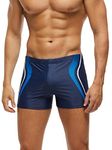 AIEOE Mens Swimming Trunks Classic Swim Trunk Drawstring Swimwear Briefs Quick Dry Swimming Shorts Lightweight Swim Shorts Surf Shorts Board Shorts Swimsuit with Removable Pad - Blue,L