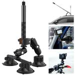 UNSTINCER Triple Suction Cup Mount and Clamp with 118cm Extendable Invisible Selfie Stick, Third Person Car Bracket for Insta360 Gopro Akaso Action Camera, Holder on Roof Hood Trunk Door Handlebar