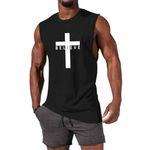 Weiyuqi Christian Tank Top for Men Jesus Cross Shirts Believe Printed Faith Sleeveless Graphic Tee Workout Muscle Shirt, Black, XX-Large