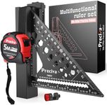 Preciva Carpenter Square Set - 7 inch Rafter Square, Belt-Mounted Organizer and Tape Measure, Multi-Purpose Carpenter Tool Measuring Layout Tool for Woodworking and Carpentry