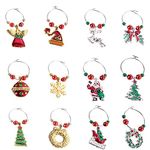 COSORO 12Pcs Xmas Wine Charms,Christmas Wine Glass Marker Drink Markers-Handmade Multi Colour Wine Glass Charms For Christmas Party Bar Table Decorations (Style 2)