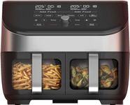 Instant Vortex Plus Dual Air Fryer with Large Double Air Frying Drawers and 8 Smart Programmes - Bake, Roast, Grill, Dehydrate, Reheat, XL Capacity - SyncCook & SyncFinish - Stainless-1700W