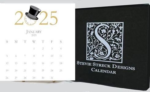 Desk Calendar Refill 2025 - Small Desktop Calendar - 6.125 x 6.125 Card stock - At A Glance - Office Calendar - Hand Glittered - By Stevie Streck Designs