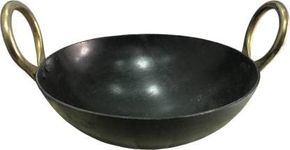 JEYAN MART Iron DEEPFY KADHAI/KADAI; Wok PAN. DEEPFRY PAN, Natural Cooking PAN. Iron KADAI (Medium 10 INCH)