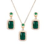 Salty Diwali Special Luxury Green Emerald Jewellery Set for Women & Girls | 18k Gold Plated | Necklace & Earrings Gift Box | Festive, Birthday, Anniversary Gift for Girlfriend, Wife, Sister & Mother | Aesthetic Jewelry | Accessories for Everyday Wear