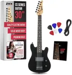 LyxPro CS 30” Electric Guitar Kit for Beginner, Intermediate & Pro Players with Guitar, Amp Cable, 6 Picks & Learner’s Guide | Solid Wood Body, Volume/Tone Controls, 5-Way Pickup - Black