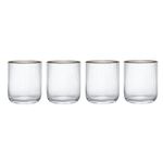 MIKASA Sorrento Ridged Crystal Tumbler Glasses with Gold Rim and Wide Shape, 380ml, Set of 4 Lead-Free, Clear Fine Glasses, Sleek Design for Celebrations