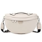 Eslcorri Crossbody Bags for Women - Fashion Sling Purse Shoulder Bag Fanny Pack Leather Causal Chest Bum Bag Backpack with Adjustable Wide Strap for Workout Traveling Running Shopping - Off White