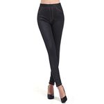 Gaorui Women Fleece Lined Thick Warm Stretch Jeggings Leggings Jeans Skinny Trousers Choose a Bigger Size Black