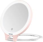 WEILY Magnifying Makeup Mirror 10X/1X, Double Sided Tabletop Mirror with 3 Color Lights, Rechargeable LED Cosmetic Mirror for Makeup,Tweezing, Blackhead and Comedone Removal(Pink)