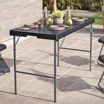 URBN GARDEN 4ft Black Rattan Design Folding Table Outdoor Portable Carry Handle Perfect for Garden and Patio Gatherings