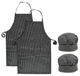 Kuber Industries Linning Printed Oil Stain Resistant Cooking Kitchen Apron & Cap for Men Women, Set of 4 (Black)-50KM01018