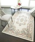 zia carpets Bhadohi Collection Area Rug Medallion Wool,Home/Living Room/Bedroom Carpet Size 5 x 8 feet