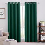 HOMEIDEAS Dark Green Blackout Curtains for Bedroom 52 X 84 Inch Length 2 Panels Set Room Darkening Bedroom Curtains, Soundproof Thermal Grommet Window Curtains for Living Room for Christmas