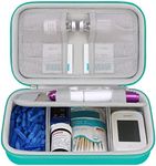 Elonbo Diabetic Supplies Travel Case, Glucose Meter Portable Storage Bag, Insulin Pen and Medication Carrying Case for Glucose Meters, Insulin Pen, Test Strips, Lancets, Syringe, Needles, Turquoise