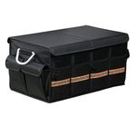 YUOCT XL 60CM 66L Car Trunk Organizer Boot Bag Collapsible Trunk Organizer & Lid, Handles Reflective Strip for Auto, SUV, Truck, Minivan, Essential Car Accessories Black (L(23.6x13.8x11.8in))