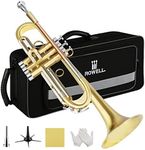 ROWELL Trumpet Bass Standard Bb Trumpet Set for Student Beginner and Professional with Deluxe Hand Case,Gloves,7C Mouthpiece and Trumpet Clean Kit (Antique Finished)