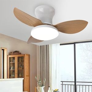 EKDADL Silencieux Ventilateur Plafond avec Lumiere et Telecommande 6 Vitesses Ventilateurs de Plafond Diamètre 65CM con 3 Pale Réversibles Moteur DC 30W Intelligent Plafonnier Ventilateur de Plafond